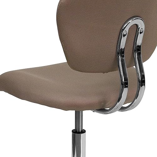 Miniatura 9 de Silla de trabajo de malla con respaldar medio Flash Furniture con brazos y base, Metal, Marrón café Marrón café,Gris,marino,Blanco,Manzana Verde