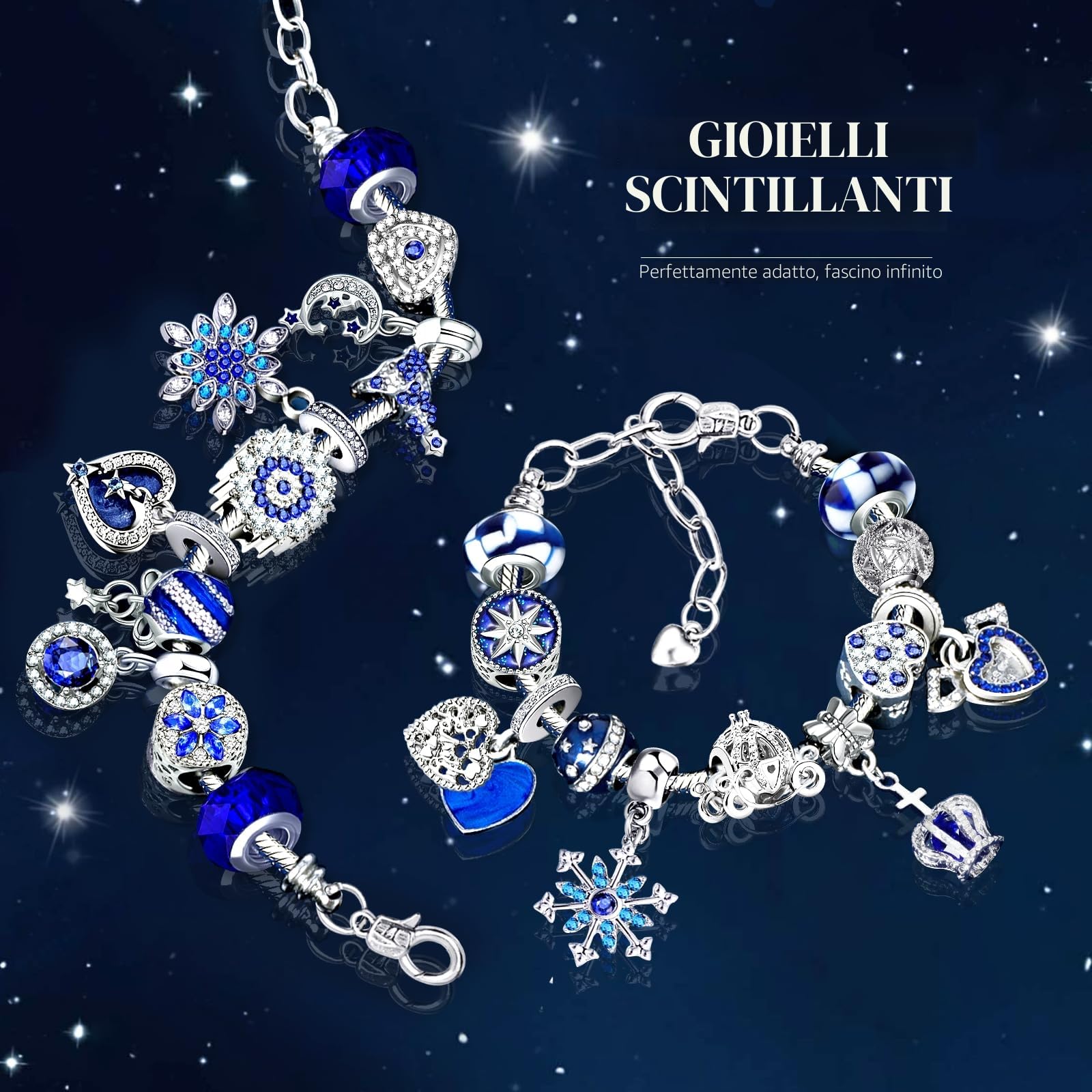 Calendario dell'Avvento 2025 Donna Gioielli Bracciale,Calendario Avvento Ragazza Sorprese Regali,Bambina Natalizi Ciondoli Kit 2 Catene 22 Charms Accessori fai da te Perline Blue