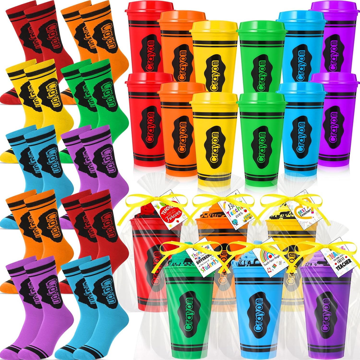 Cutecrop Nurses' Day Teachers' Day 16 oz Coffee Cup Fuzzy Socks Set with Cards for DIY Women Nurses Teachers Gifts