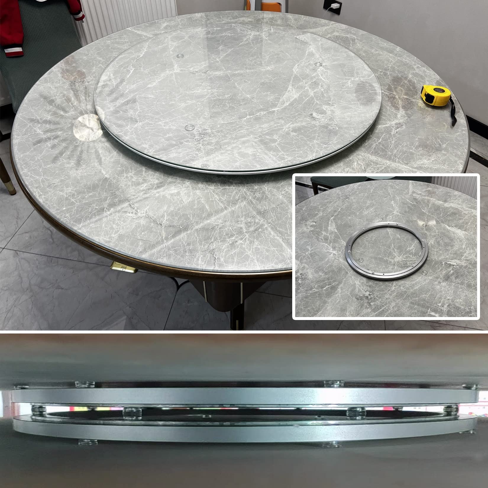 Cuscinetto for giradischi in lega di alluminio, Cuscinetto for giradischi Lazy Susan in lega di alluminio argento 12-100 cm(45 cm)