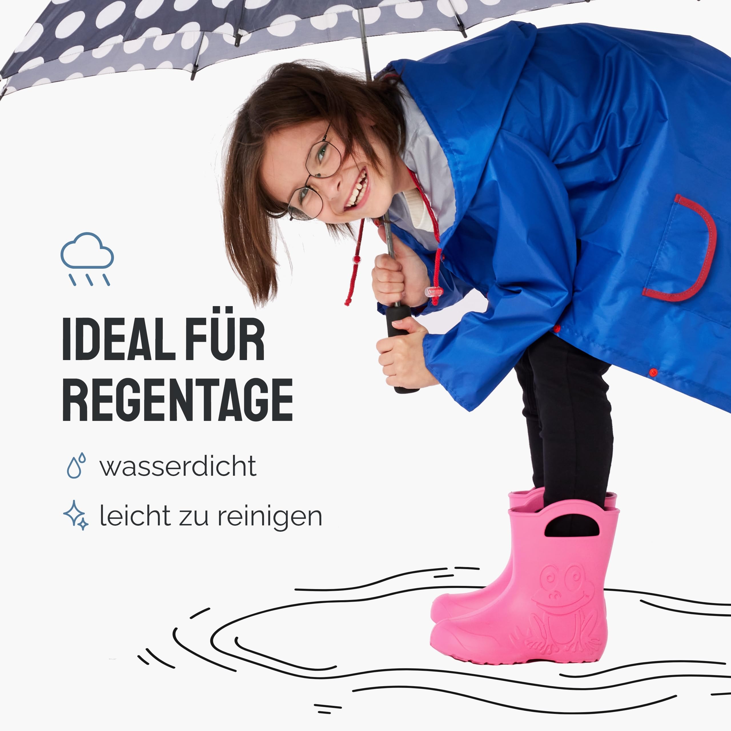 Ladeheid Stivaletti Pioggia Bambino in EVA, Leggeri Stivali Pioggia Bambina con Motivo a Rana, Facili da Pulire Stivaletti Bambina, Scarpe Bambino per Scuola LA-CA-01