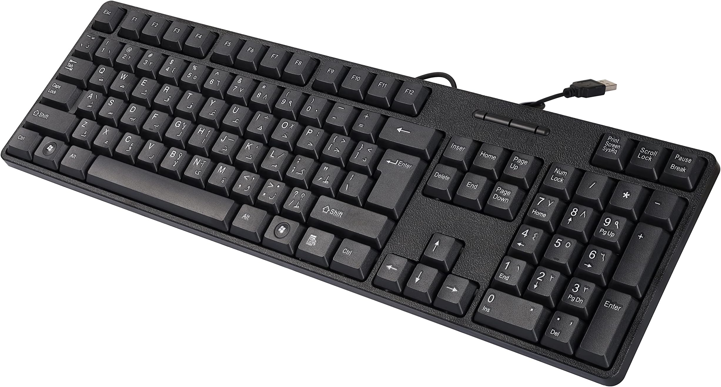 107 Keys Full-Range USB Wired Office Arabic-English Layout Keyboard - WEETOTUNG USB Plug-and-Play Keyboard for PC and Laptops