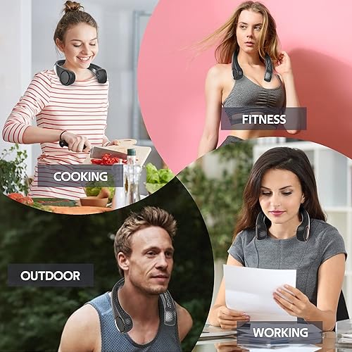 Miniatura 6 de Ventilador de cuello portátil, manos libres, sin aspas, ventilador personal de refrigeración de 360, ventilador silencioso portátil para exteriores