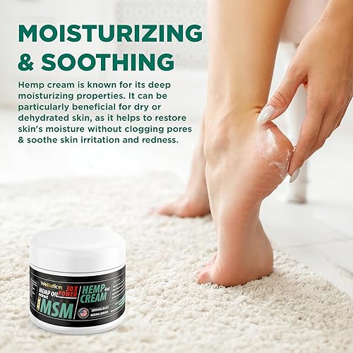 Miniatura 4 de WELLUTION Crema de cáñamo con MSM, extracto de aceite de cáñamo totalmente natural, loción de masaje extra fuerte con árnica, vitaminas E y A, 4