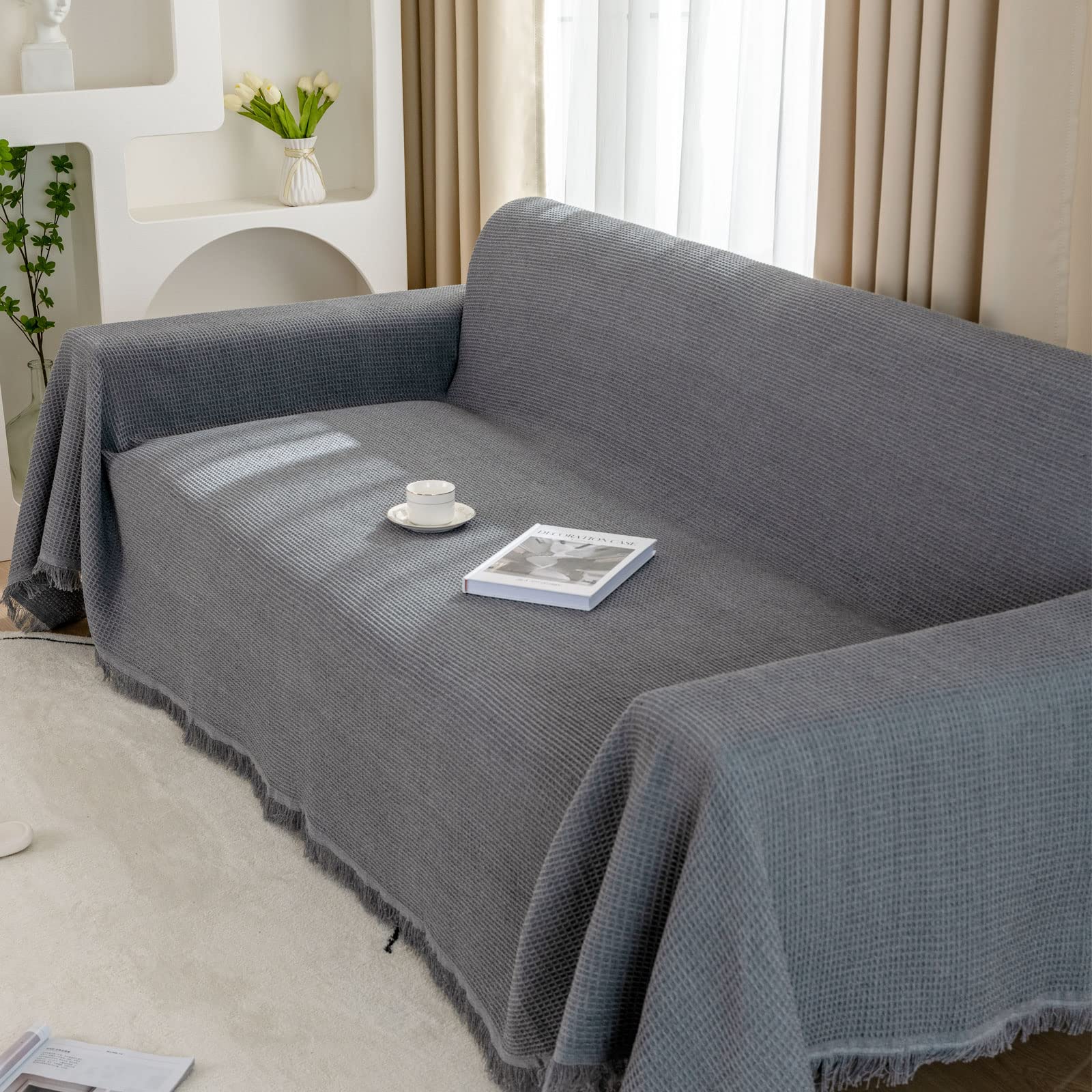 Lhgogo Sofa Throws Large Seater Waffle Throws For Sofas