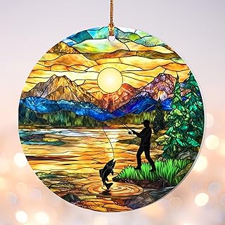 Fly Fishing Ornaments for Christmas Tree - Fishing Christmas Ornament for Men, Dad, or Husband, Fisherman Christmas Ornament Gift, Gifts for Fisherman, Men, Dad, Husband, Hanging Decoration for Tree