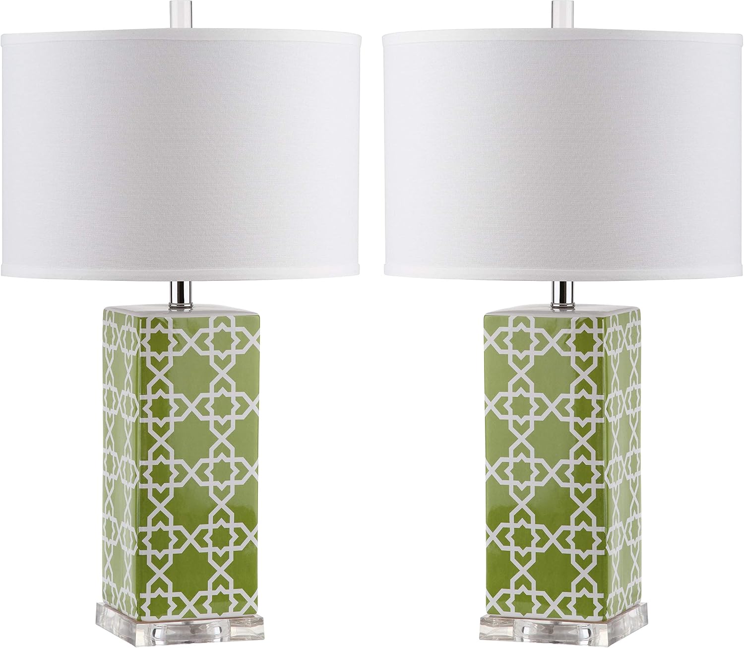 Safavieh Lighting Collection Quatrefoil Yellow Table Lamp, Set of 2