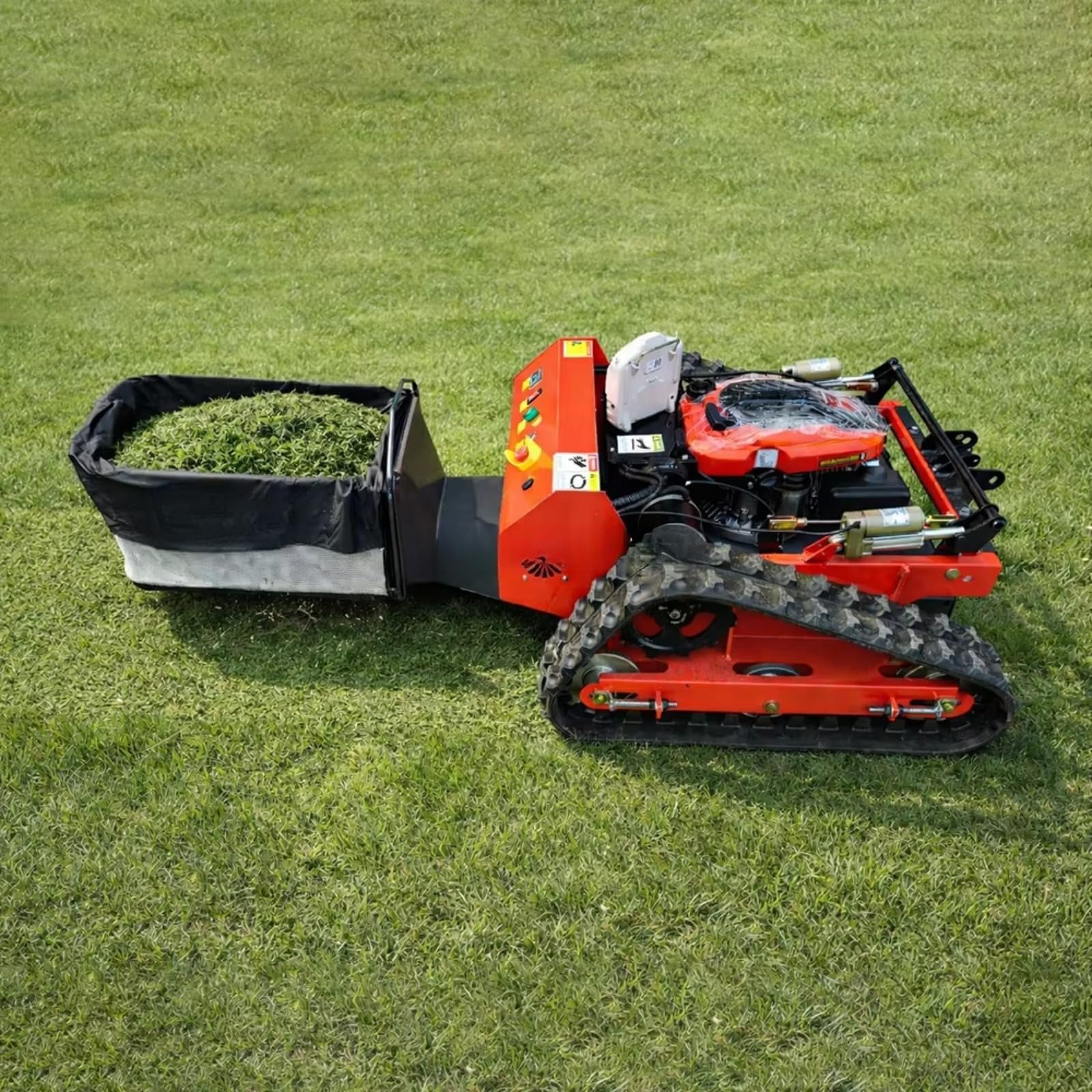 Cortador de cepillo para cortacésped con control remoto todo terreno | Cortacésped para campos, granjas y limpieza de malas hierbas con diseño de orugas y altura de corte ajustable