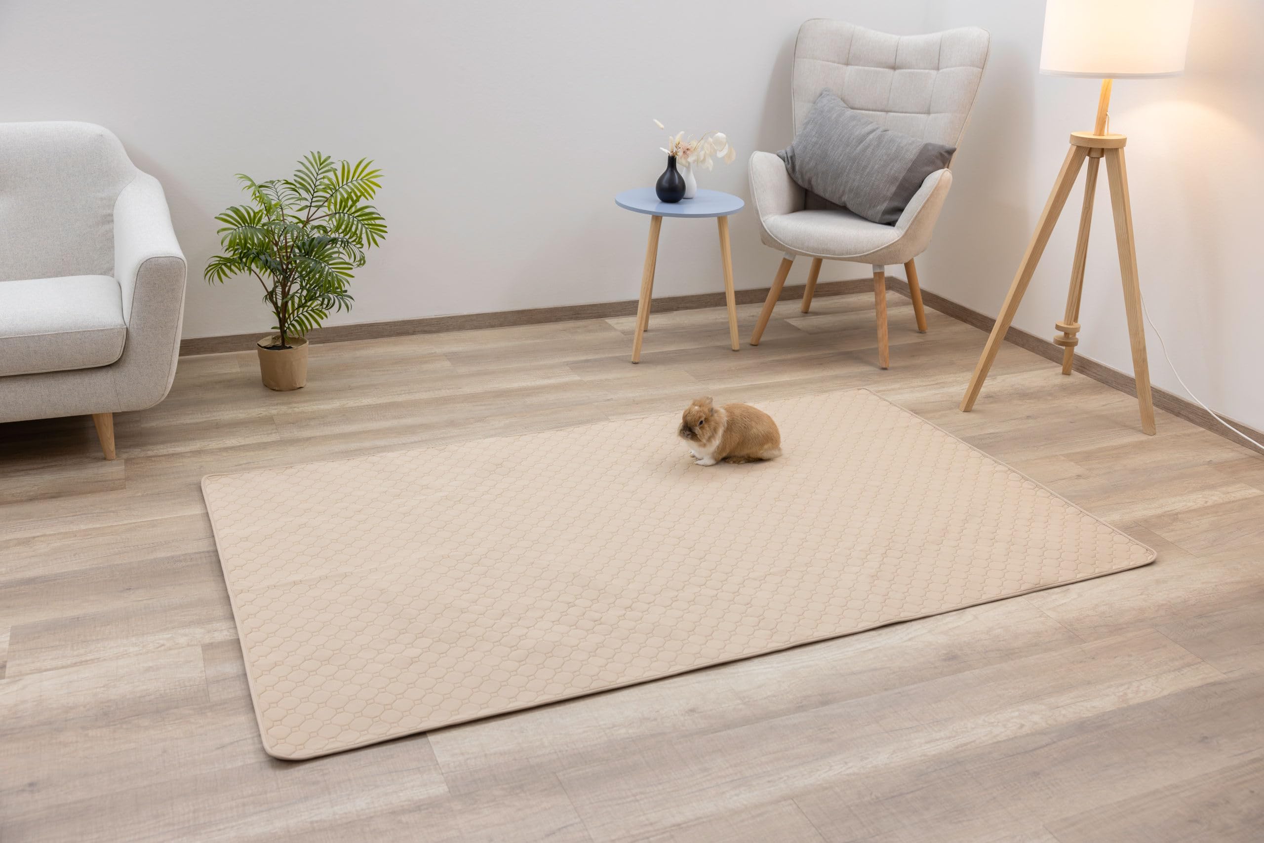 Kerbl Pet Tapis urinaire Lavable, pour Lapins et rongeurs, Absorbant et hygiénique, Lavable à 60 °C, Dessous étanche, Marron, 200x120 cm