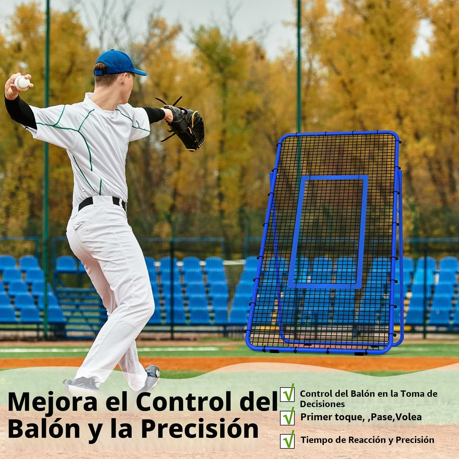 Red de voleibol ajustable para entrenamiento de voleibol con zona de impacto para golpear, servir, pasar, practicar picos, rebote para béisbol, lacrosse, tenis, fútbol, 2,2 x 1,2 m, color azul