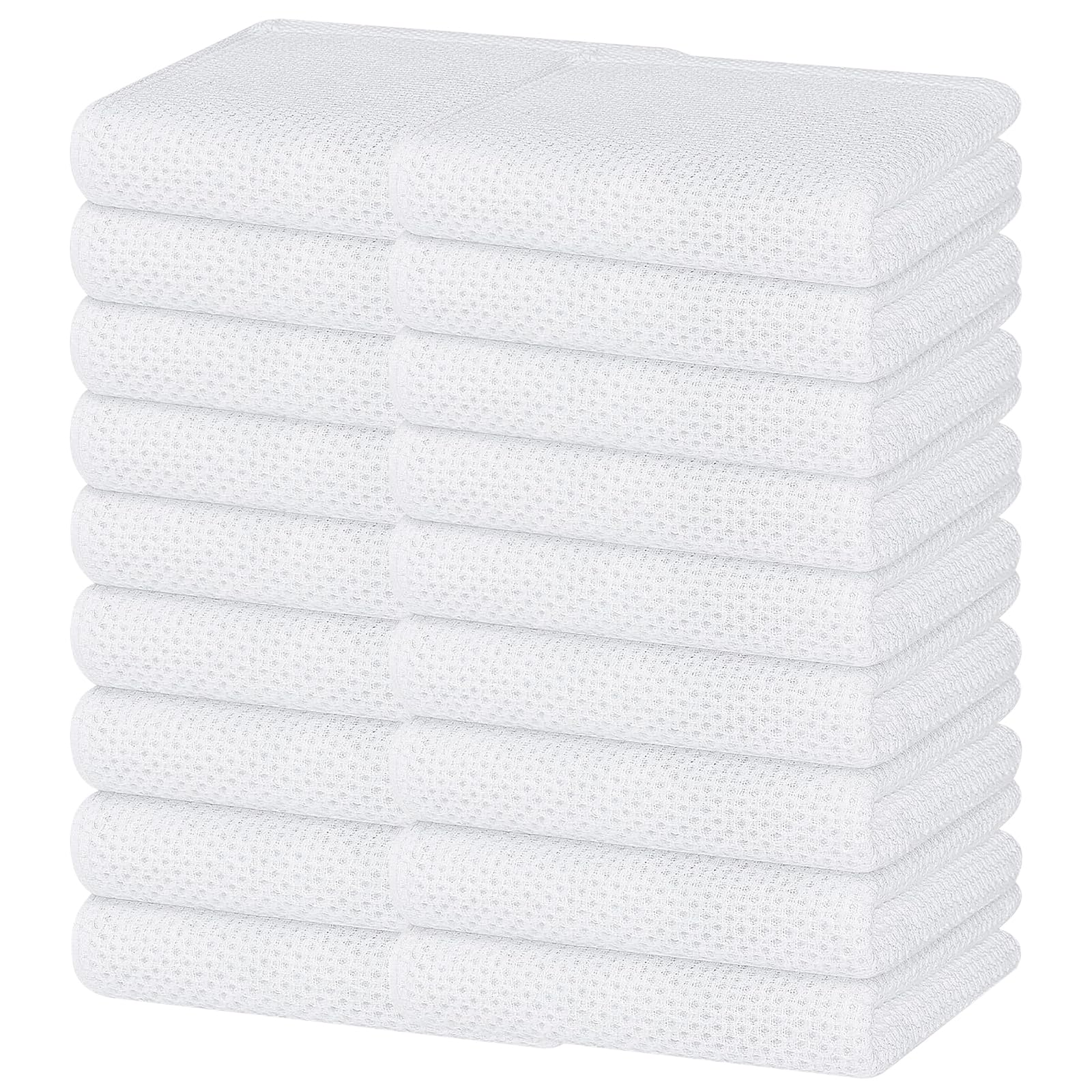 Homaxy 100% Cotton Waffle Weave Kitchen Dish Towels 18-Pack, White