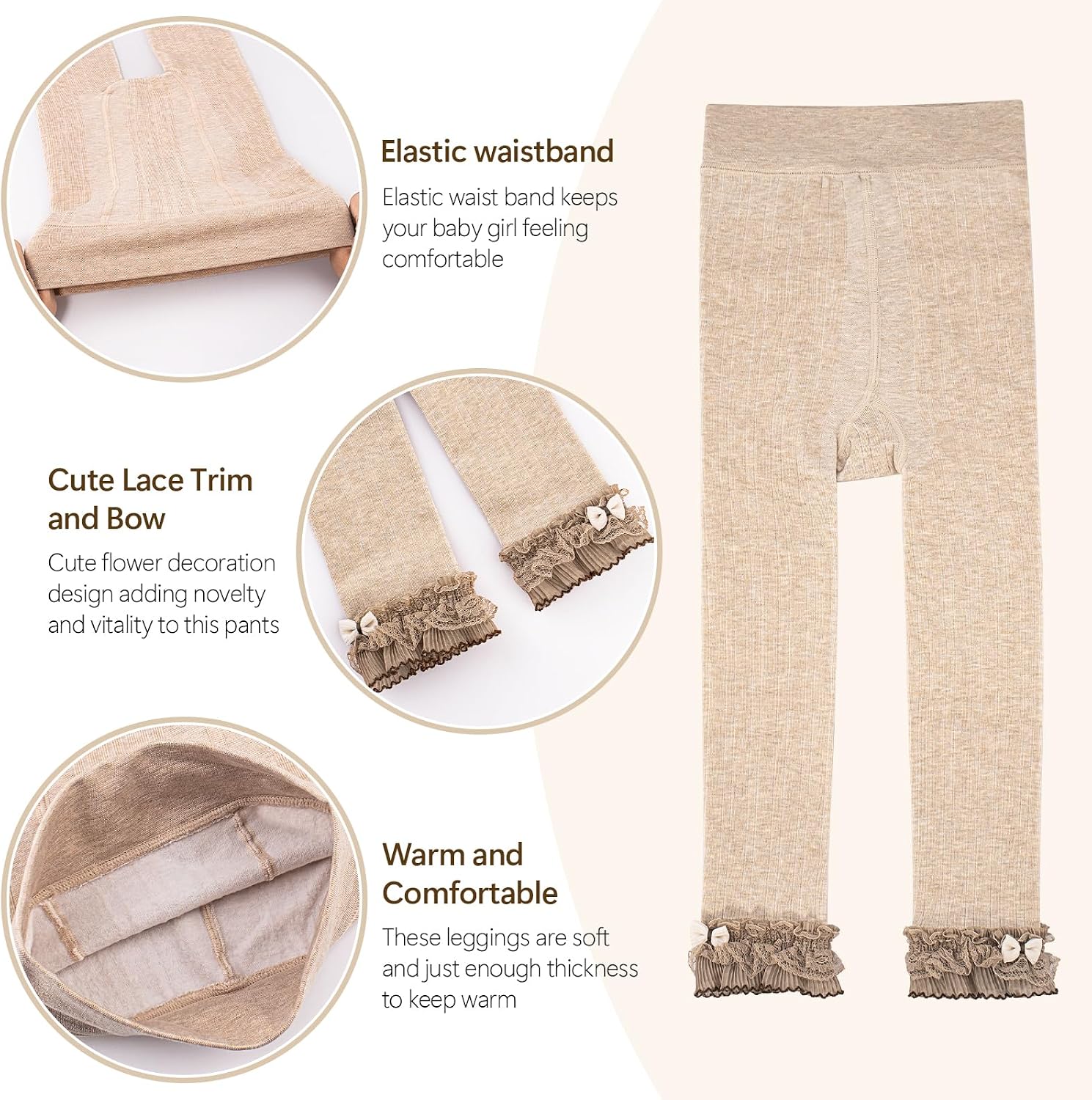 Meeshine 4 Pack Baby Girls Footless Leggings Cotton Toddler Stocking Tights Kid Solid Pants 2-8 T