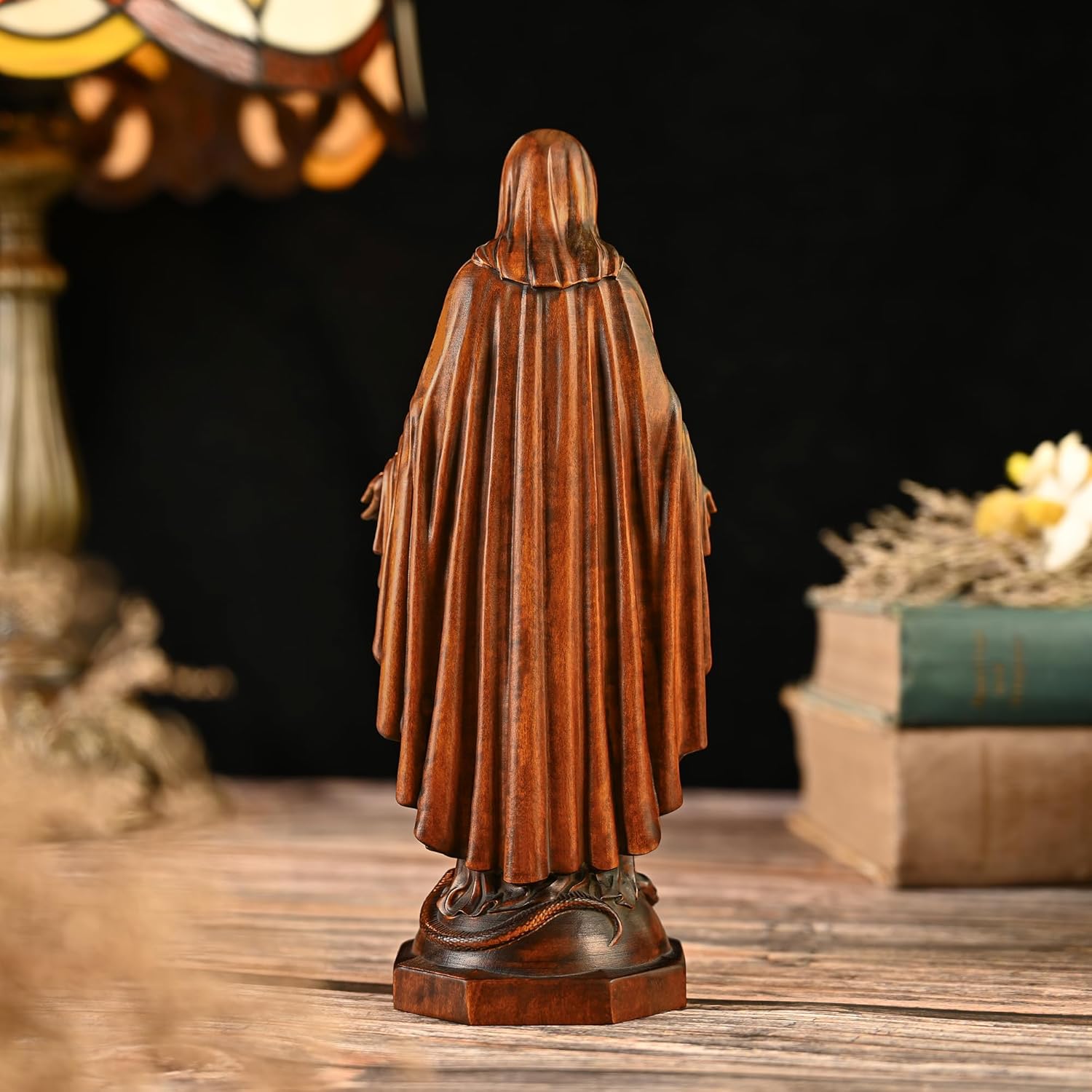 BGCOPPER Wooden Virgin Mary Statue, Our Lady of Guadalupe Figurine Ornament, Catholic Virgin Figure Religious Gift for Home Decor Christmas - 4.3 Inch - Image 5