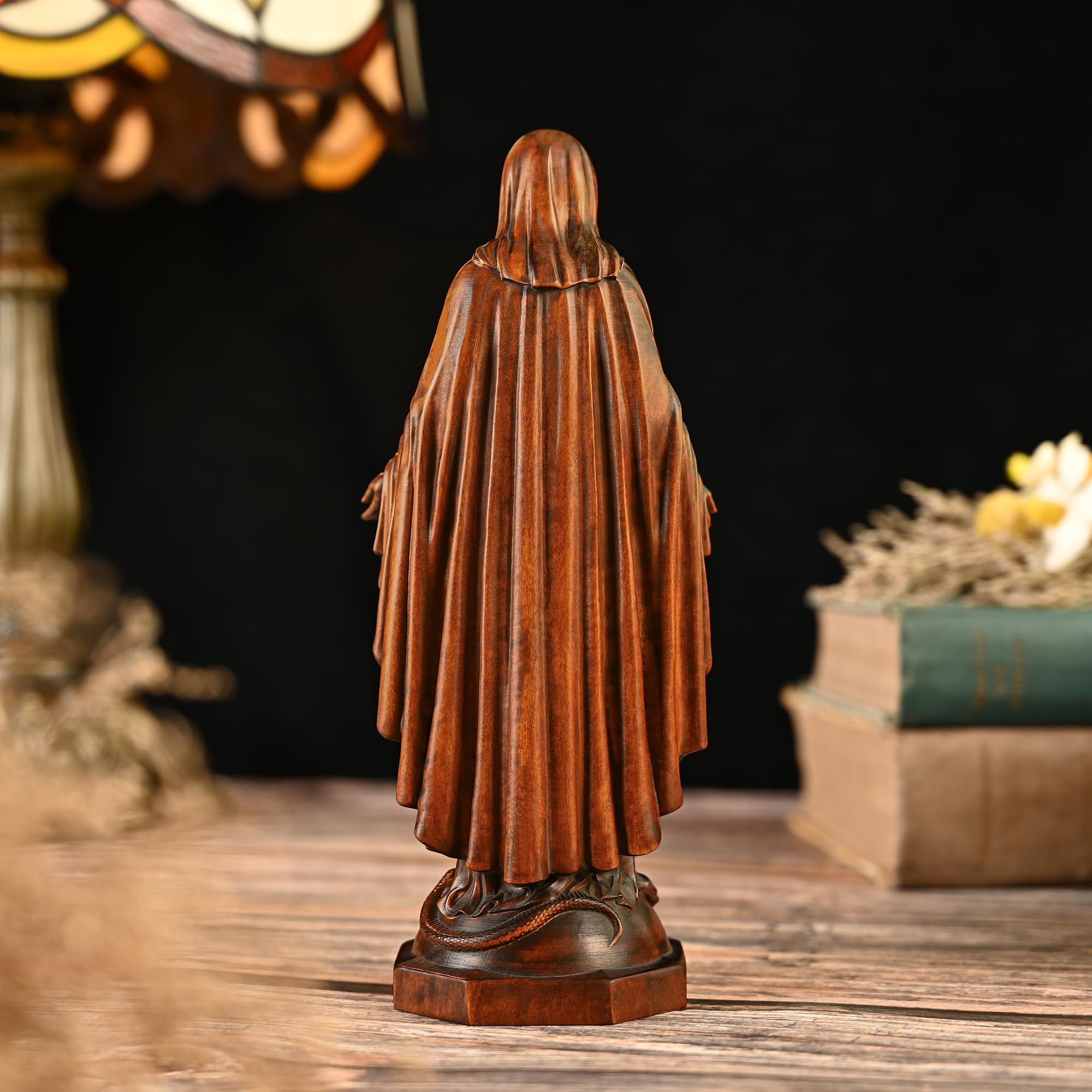 BGCOPPER Jungfrau Maria Statue aus Holz, katholische Mutter Maria, 30,5 cm | Handgefertigt, Buchenholz, christliches Geschenk, Heimdekoration