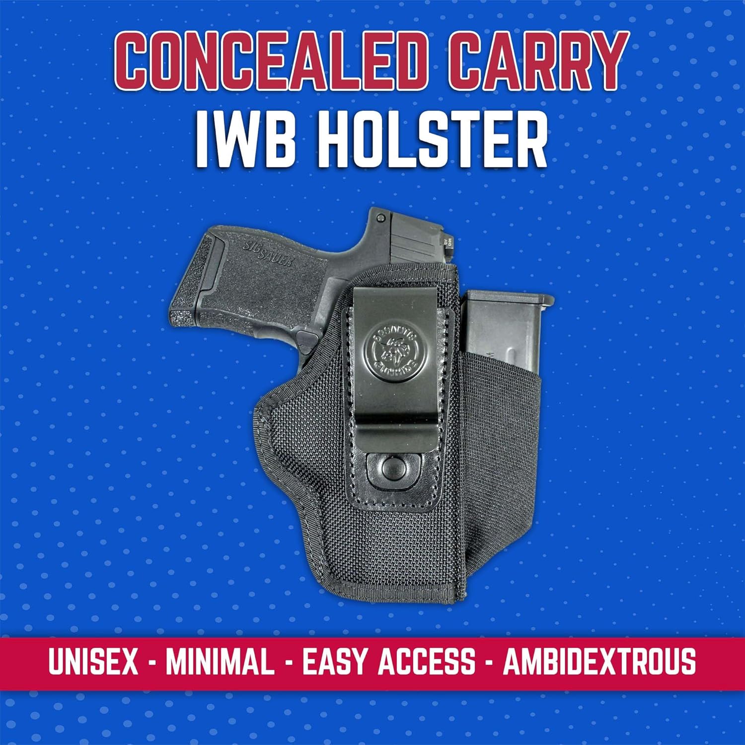 Desantis Pro Stealth IWB Holster - Conceal Carry Holster, Fits Most Large Frame Double Action & Semi Autos Up to a 4" Barrel, Glock 17/19, FN 509, S&W M&P 9/40 4.25"- Ambidextrous, Black