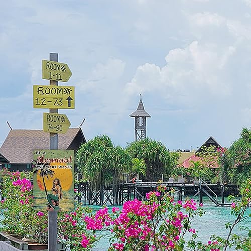 Miniatura 7 de Ostapt Letrero de metal vintage con texto en inglés Be A Mermaid And Make Waves, póster de metal vintage, para dormitorio, baño, sala de estar, bar,