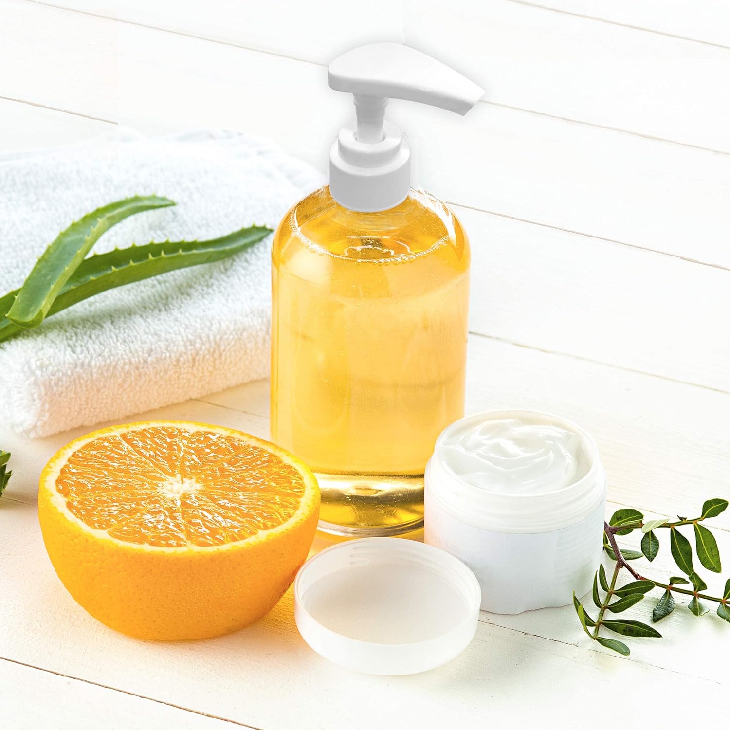 KOALA Clear Refillable Bottles with Leak Proof Press Pump Dispenser BPA Free Ideal for Lotions, Soaps, Shampoo, Conditioner, Travel Size Hand Sanitizer Spray Refills (8oz, Pack of 36)