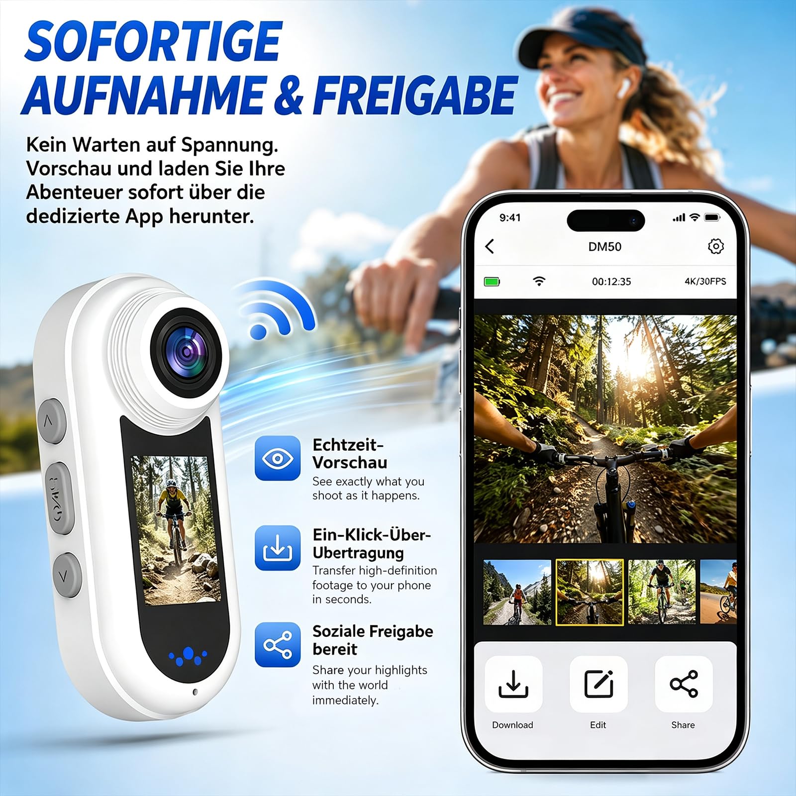 4K Body Cam Daumengröße Magnetische Tragbare WiFi Wasserdicht POV Kamera | Mit Zubehör, Körperkamera mit Audio und Video Aufnahme für Sport Reisen Vlog Outdoor Aktivitäten