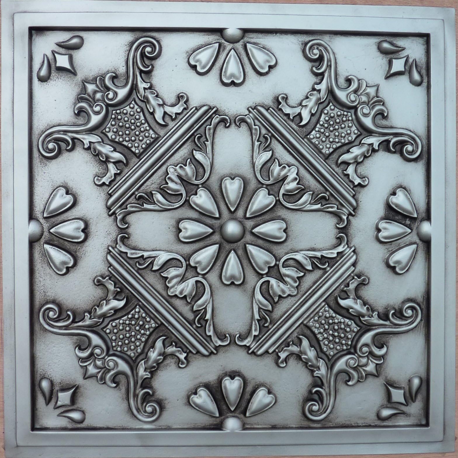 Decorative Ceiling Tile 2x2 Drop in & Glue up 25 Brushed Nickle Fire Rated PVC