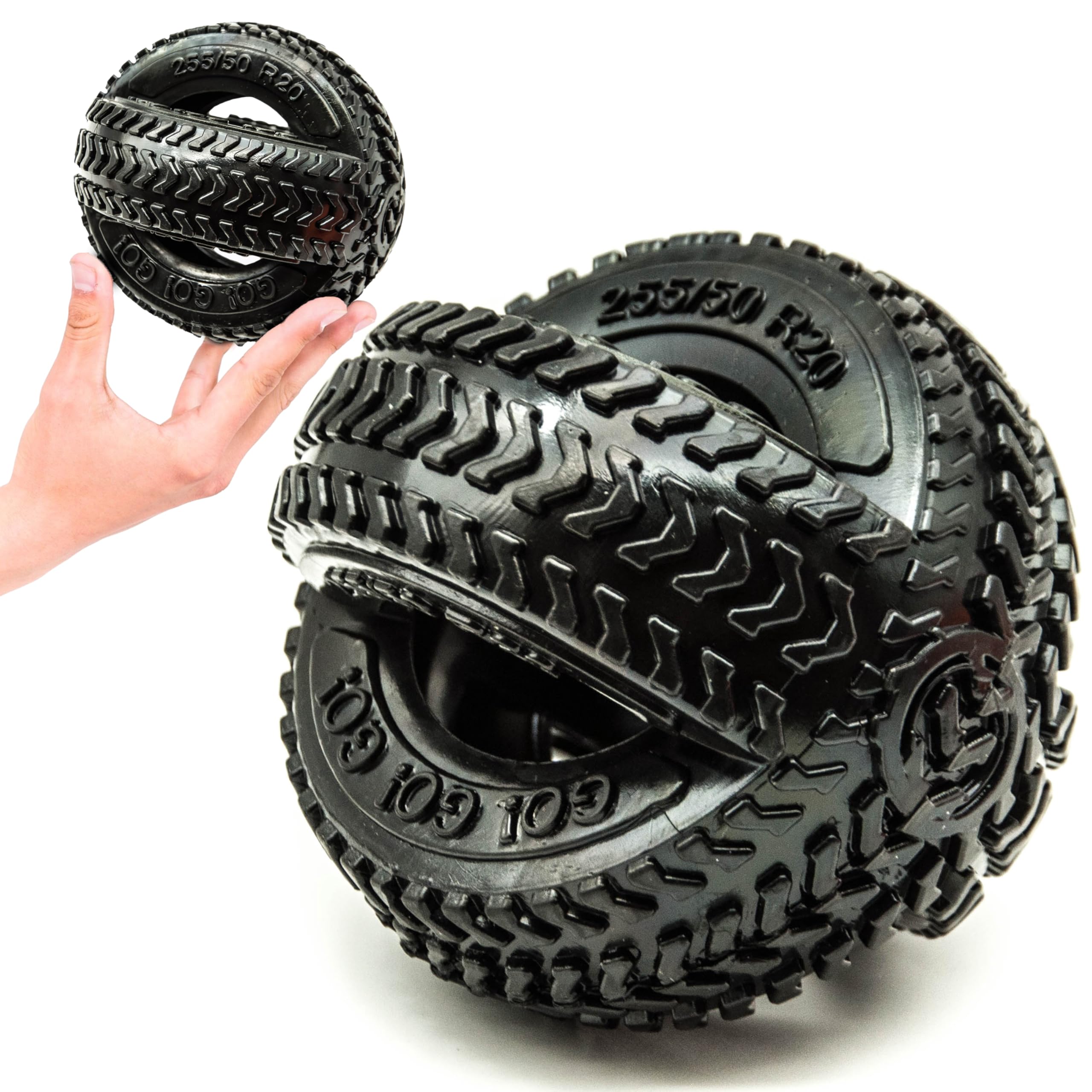 Petopedia Rubber Dog Chew Toys TWIN TYRE – Flexible & Tough Dogs Toy TIRE WHEEL – Interactive Play for Boredom, Treat Dispensing, Puppy Teething, Chews (Black, Large, 5 inches) — image 1