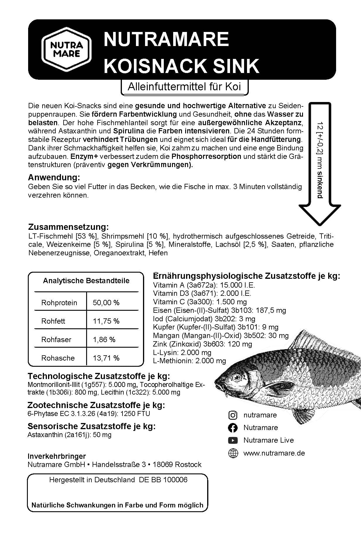 Koi360 Snack Sink 4,5 kg Koi-Leckerli | Gesunde Alternative zu Seidenraupen durch vollwertige Nährstoffe