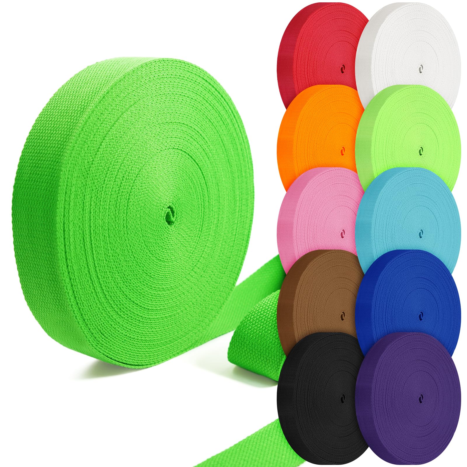 Cotton Webbing 1 inch 1.5 inch 2 inch Webbing Tote Strap Canvas Straps for Bags, 10 25 50 3.3 Yards Cotton Polyester Webbing