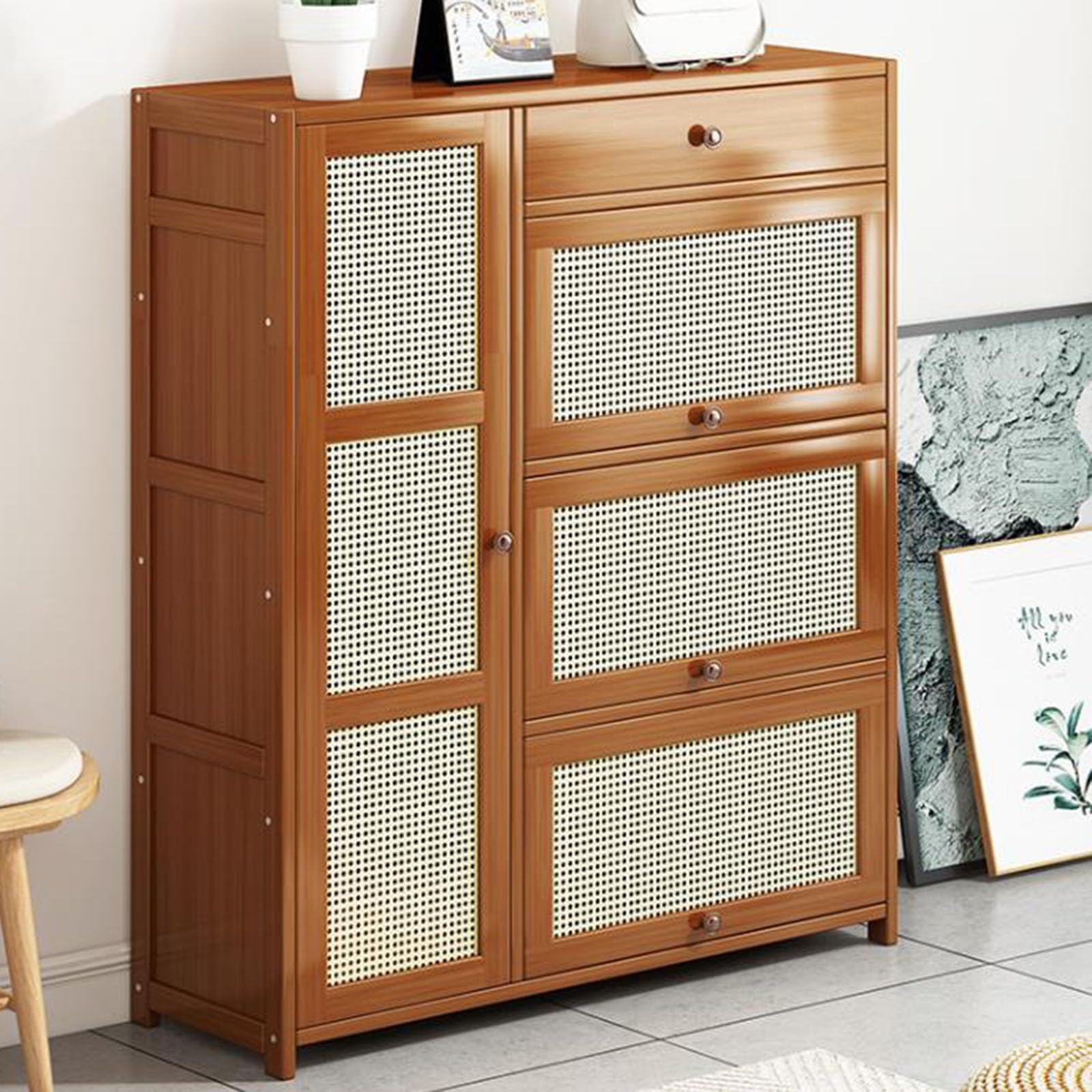 Meuble de rangement à 3 tiroirs rabattables pour ranger les chaussures