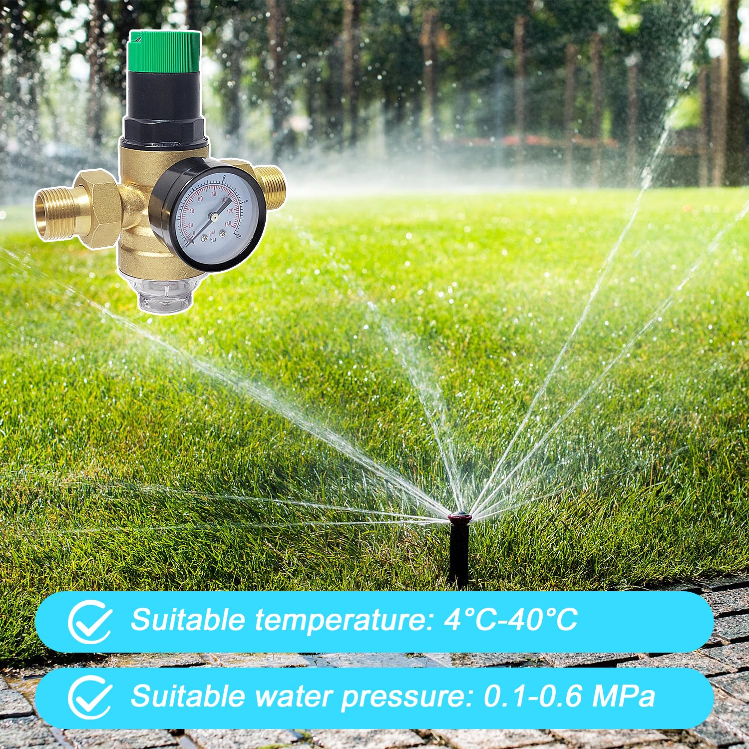 3/4 de Pulgada Regulador Presion Agua, Latón Engrosado Ajustable Regulador de Presion Agua, Reductor de Presion de Agua Con Filtro y Manómetro, Adecuado para Residencias, Edificios y Fábricas