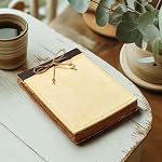 Leather Village Album de scrapbook - 100 Pages - 9.5 x 6.5 1 cm - Vieille - Deckle Bords Coton Aquarelle Papier blanc - Album de photos, livre de mémoire, scrapbooking pour Keepsakes