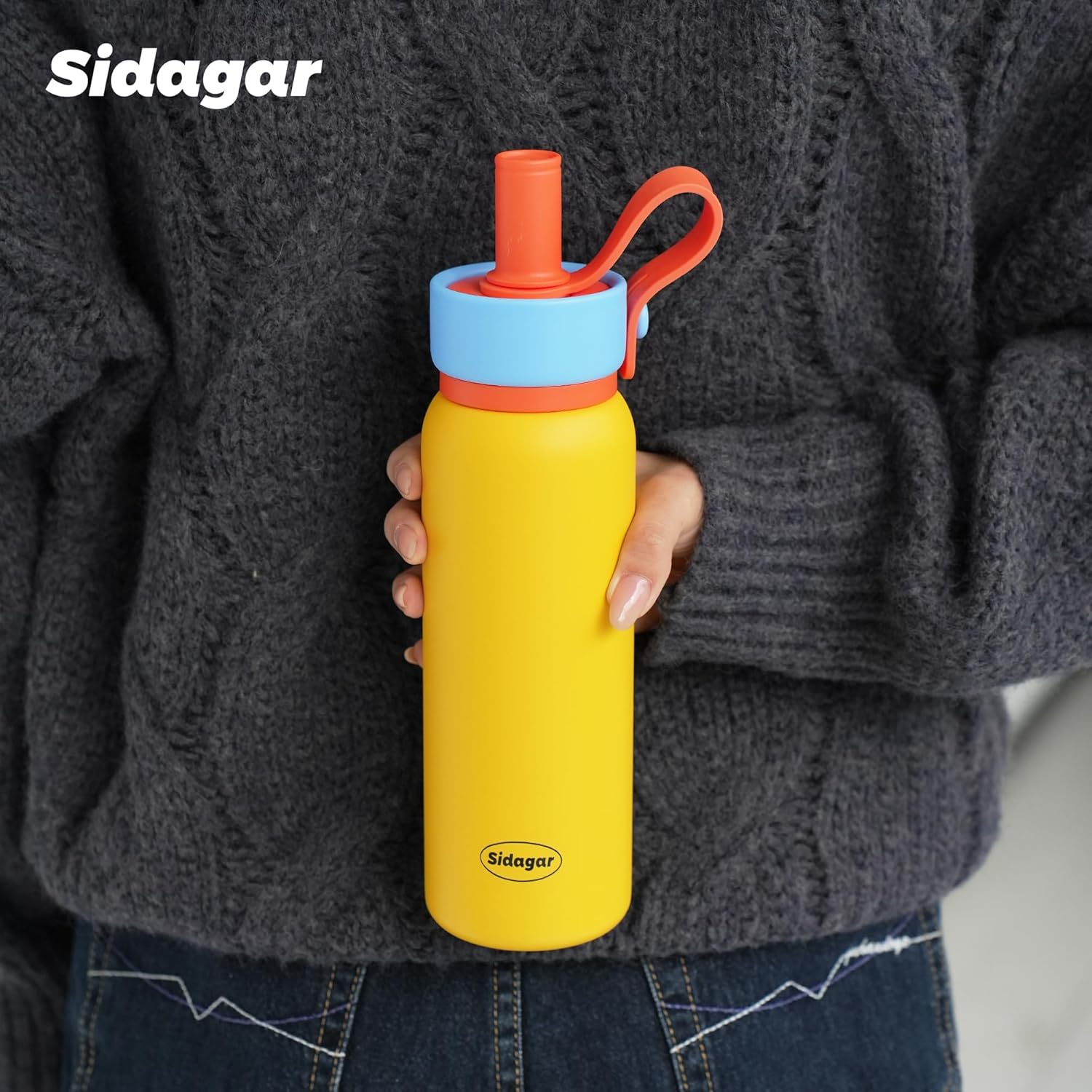 24 oz Tumbler, Insulated Coffee Mug with Lid and Straw, Leak Proof Portable Travel Cup, for Hot and Cold Drinks Drinks Flask for Women Yellow - Image 4