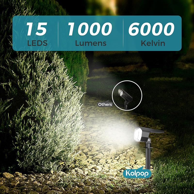 kolpop Napelemes Kültéri Lámpa Szett, 10 db, 800 lm, IP67 Vízálló, 3 Fényerő Mód, Hideg Fehér, Kerti Spotlámpa Falra Szerelhető