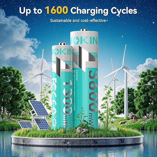 Miniatura 4 de MOKiN 4 pilas AA y 4 AAA recargables de litio con cargador, paquete de 8 baterías dobles A de 1.5 V 3600 mWh y baterías triple A de 1300 mWh,