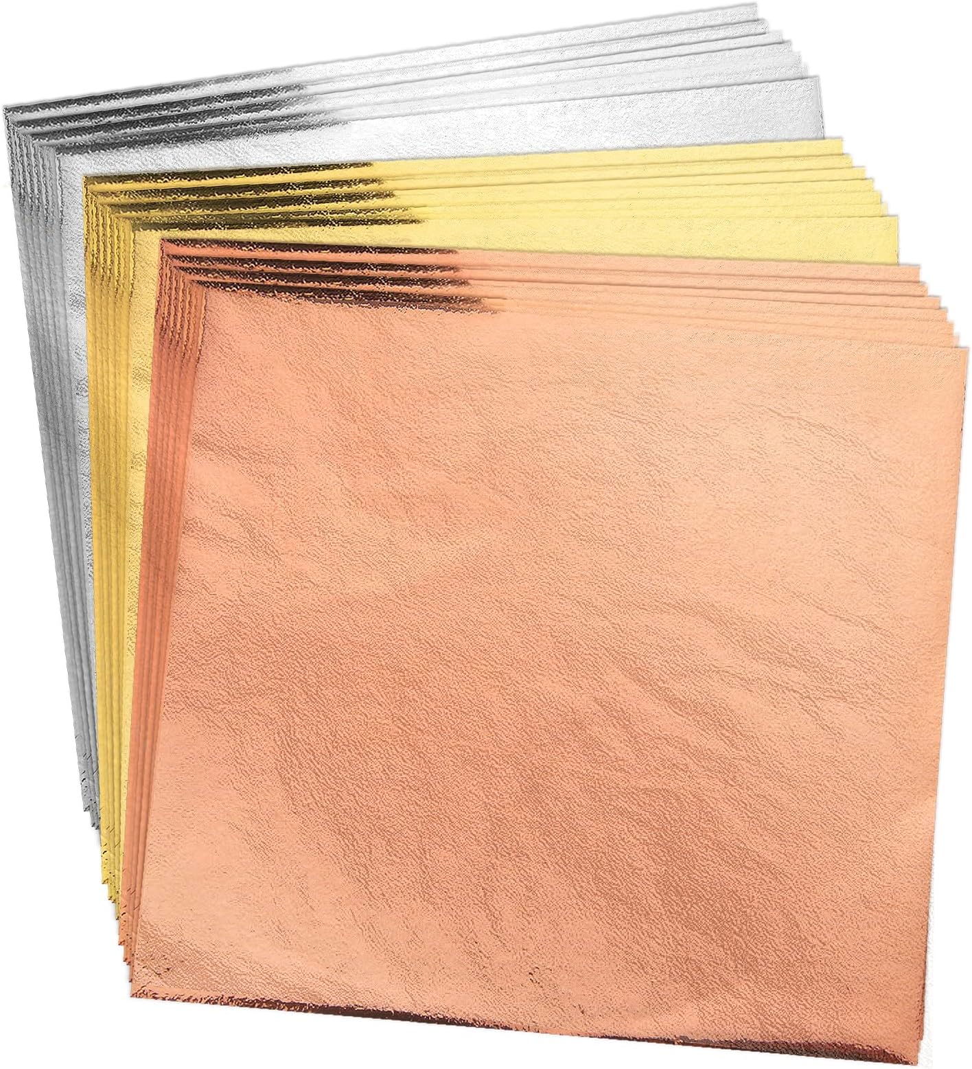 Bubimon 200pcs Imitation Rose Silver Gold Leaf Sheets Gold Foils Sheets Nail Foil for Paint, Resin, Nails, Jewelry, Slime, Arts, Gilding Crafting, Decoration, Sculpture, Furniture