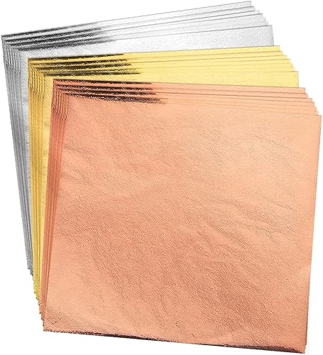 200pcs BUBIMON Imitation Rose Silver Gold Leaf Sheets Gold Foils Sheets Nail Foil for Paint, Resin, Nails, Jewelry, Slime, Arts, Gilding Crafting,