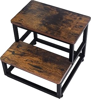 SZLHANJZ Step Stool, Multi Purpose Step Stools for Kids Adults, Round Corner Bed Step Stools for High Beds, Dog Steps Portable Stepping Stool for Bedroom Kitchen, Load 500 LB, Rustic