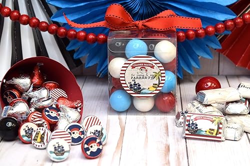 Miniatura 2 de Kit de calcomanías para fiesta de cumpleaños con mapa del tesoro pirata, 429 piezas. Incluye 60 calcomanías circulares de 2 pulgadas para recuerdos