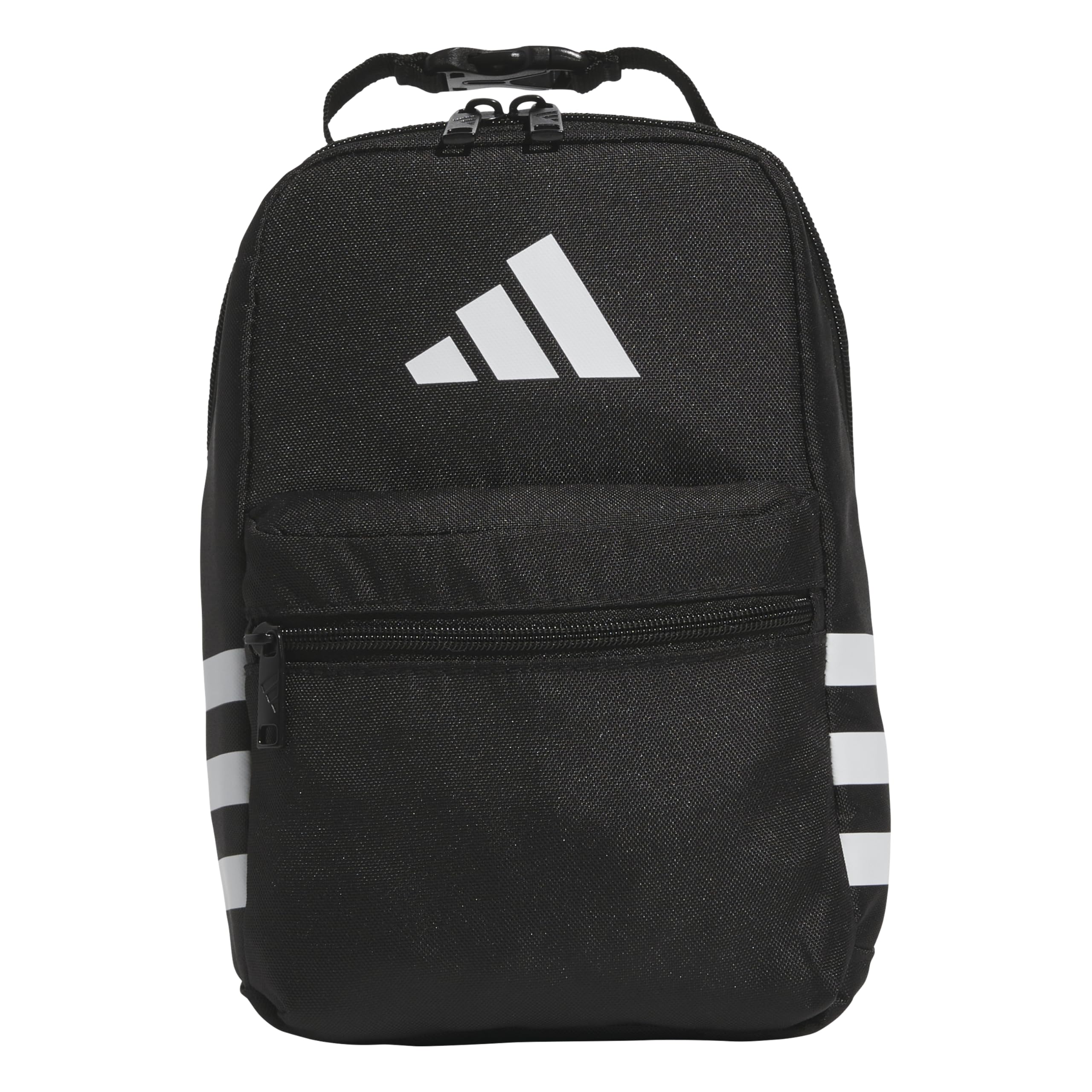 adidas Santiago Lunch Bag Cooler for Women and Men, Insulated Food Container Box with Mesh Pocket, Black/White/3.0, One Size