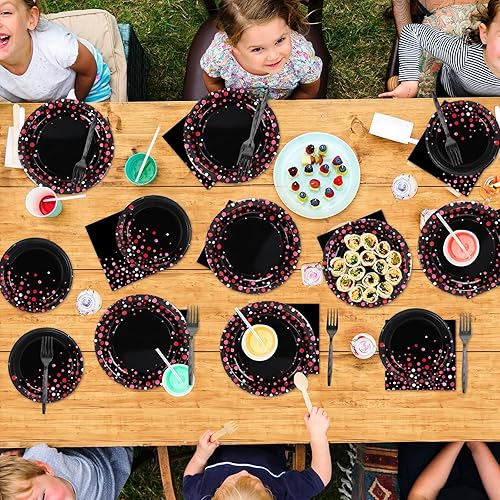 Miniatura 216 de 96 piezas de suministros de fiesta de cumpleaños florales de cumpleaños, platos de papel, servilletas, flores de oro rosa, decoraciones de fiesta