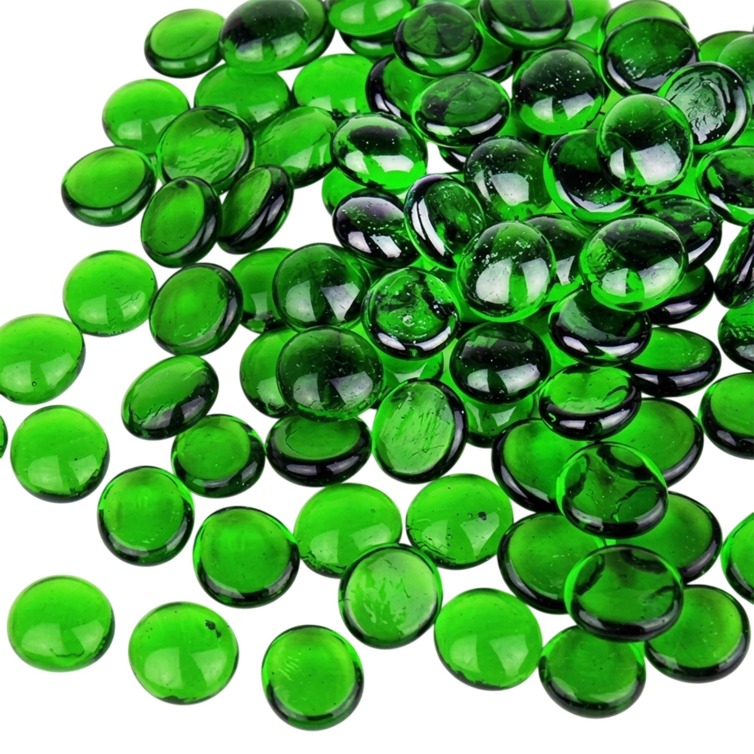 ARSUK Green Glass Pebbles 455g – Decorative Glass Stones 17–20mm for Vases, 80 Pieces Glass Pebbles Green Beads for Vase Fillers, Wedding Table Scatter, Plant Pots, Crafts & Aquarium Decor