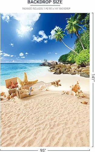 Miniatura 8 de Allenjoy Fondo de playa tropical de verano con diseño de palmeras de isla hawaiana, fondo de fotografía para fotos, fiesta temática de luau, 5 x 7