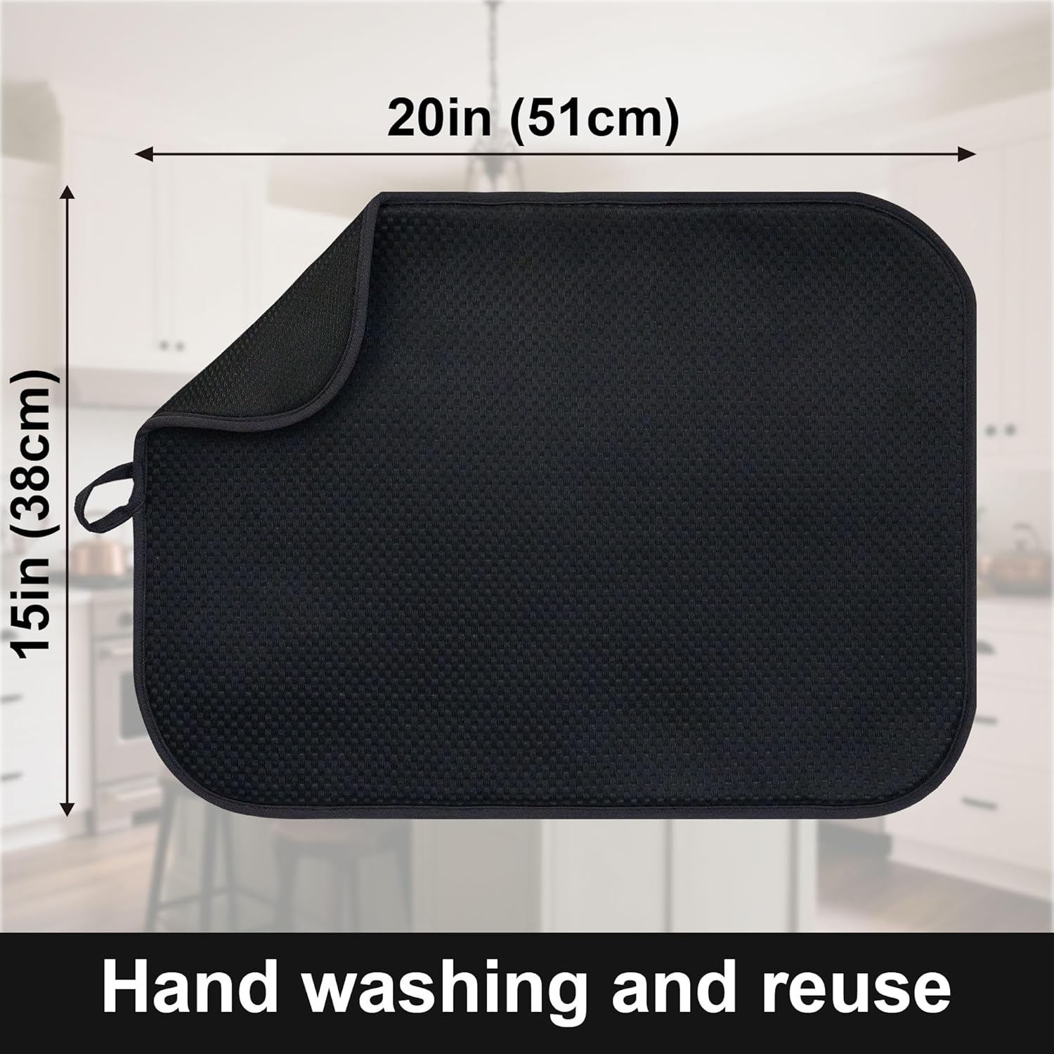 2 Pas Dish Drying Mats for Kitchen Counter, Drying Matt Kitchen Counter,