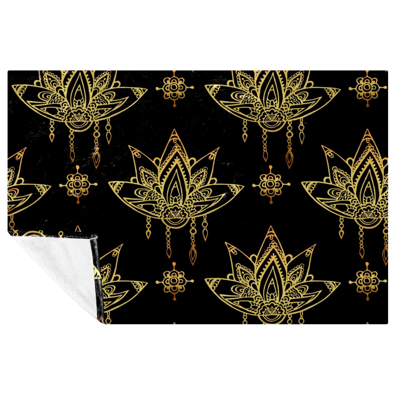 Couverture chaude mandala lotus doré de qualité supérieure pour une détente absolue