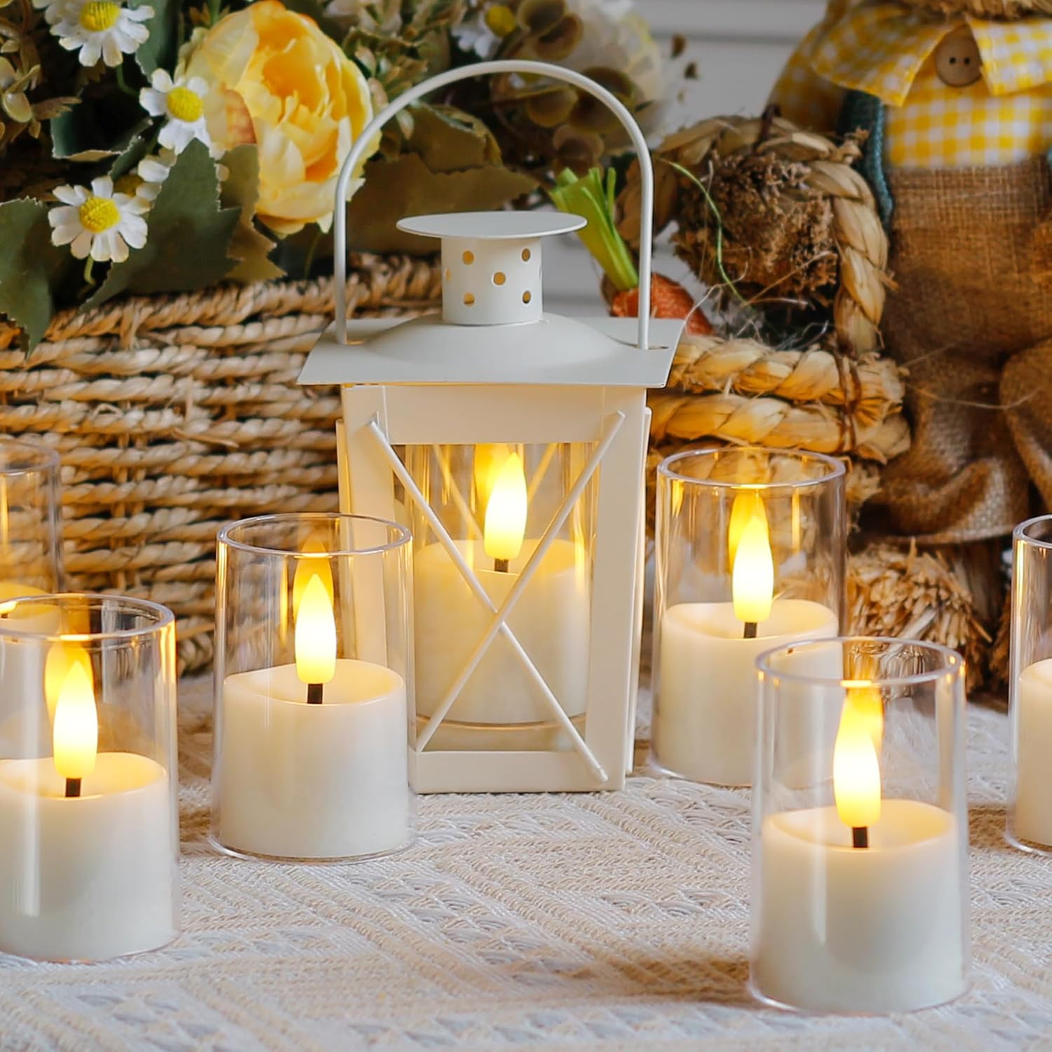 Flameless Small Tea Light LED Candles, Acrylic Battery Operated Votive 1.7" x2.5" with Remote Control and Timer, Tealight White Flickering Warm Light Pack of 8 Electric Long Lasting - Image 5