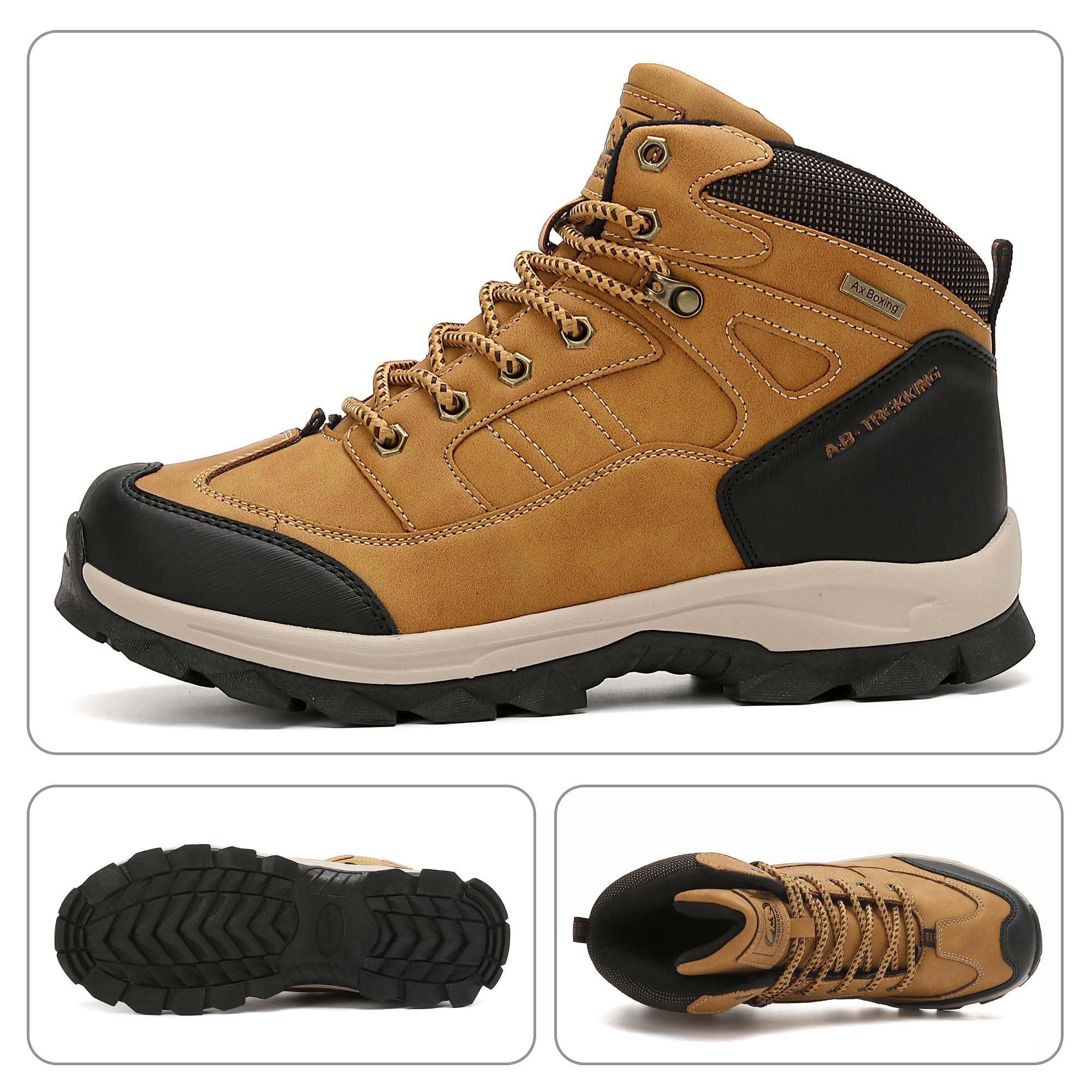 AX BOXING Winterschuhe Herren Gefüttert Winterstiefel Wanderschuhe Rutschfeste Warm Schneestiefel Outdoor Trekkingschuhe 41-46 EU