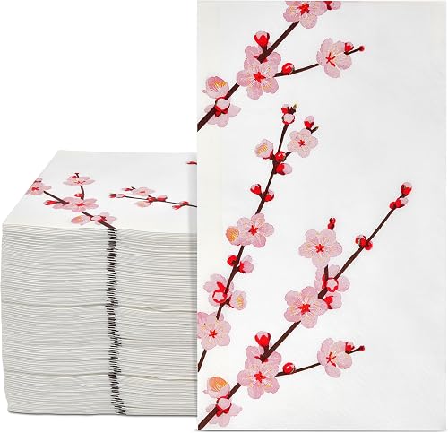 Gift Boutique Cherry Blossom Guest Napkins 100 Count Pink Sakura Floral Disposable Dinner Napkins for Wedding Baby Shower Tea Party Spring Decor Tablescape