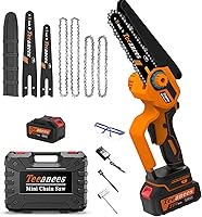 Vista 10 de 8" Brushless Mini Chainsaw Cordless, 1200W Electric Chain Saw with 2x 4000mAh Batteries & 4 Chains, 2-in-1 Dual Bar (8" & 6") Handheld Saw for Tree