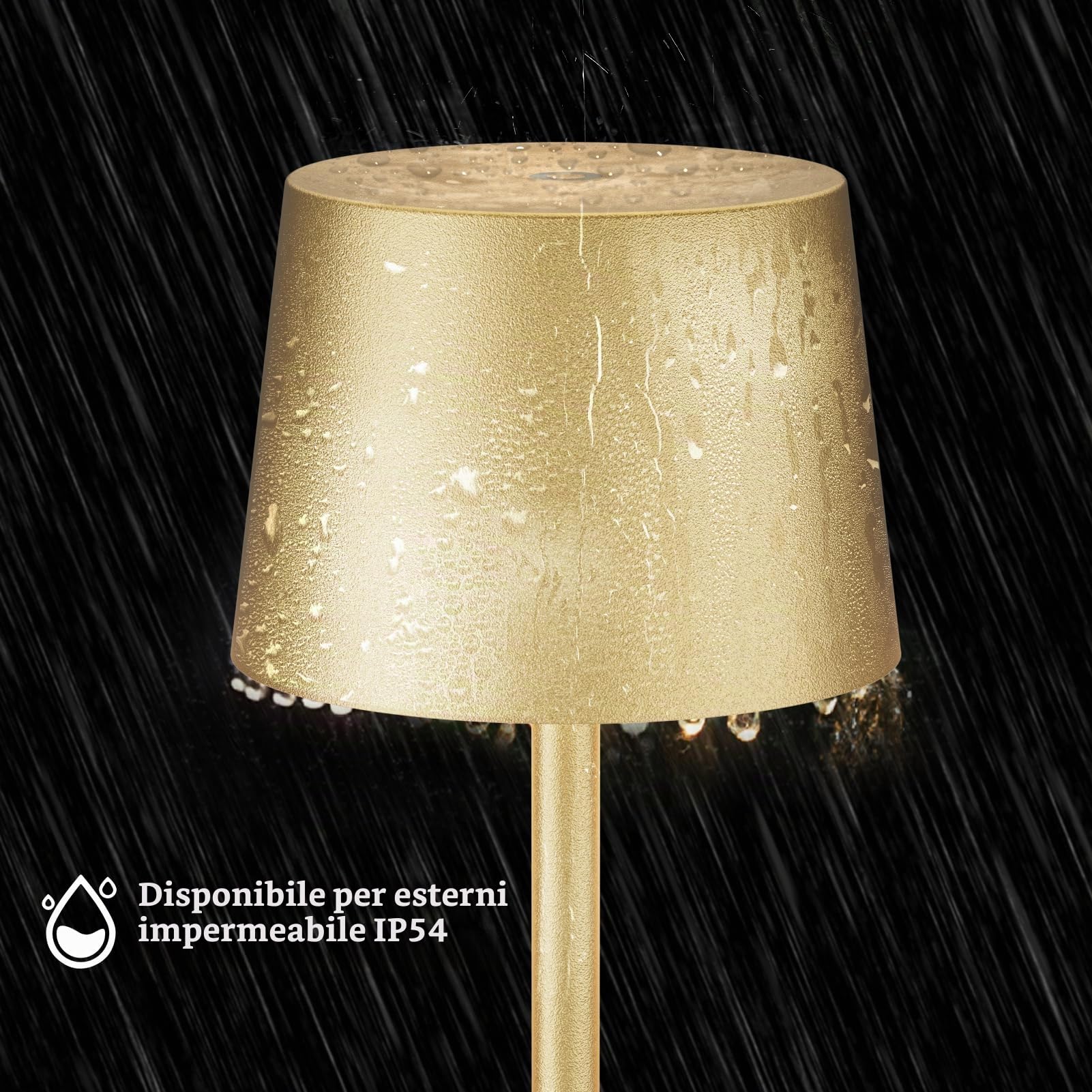 K-Bright Lampada da terra a LED, 4 W, dimmabile, con controllo touch, in metallo e alluminio, adatta per soggiorno, camera da letto, ufficio, illuminazione aggiuntiva (oro)