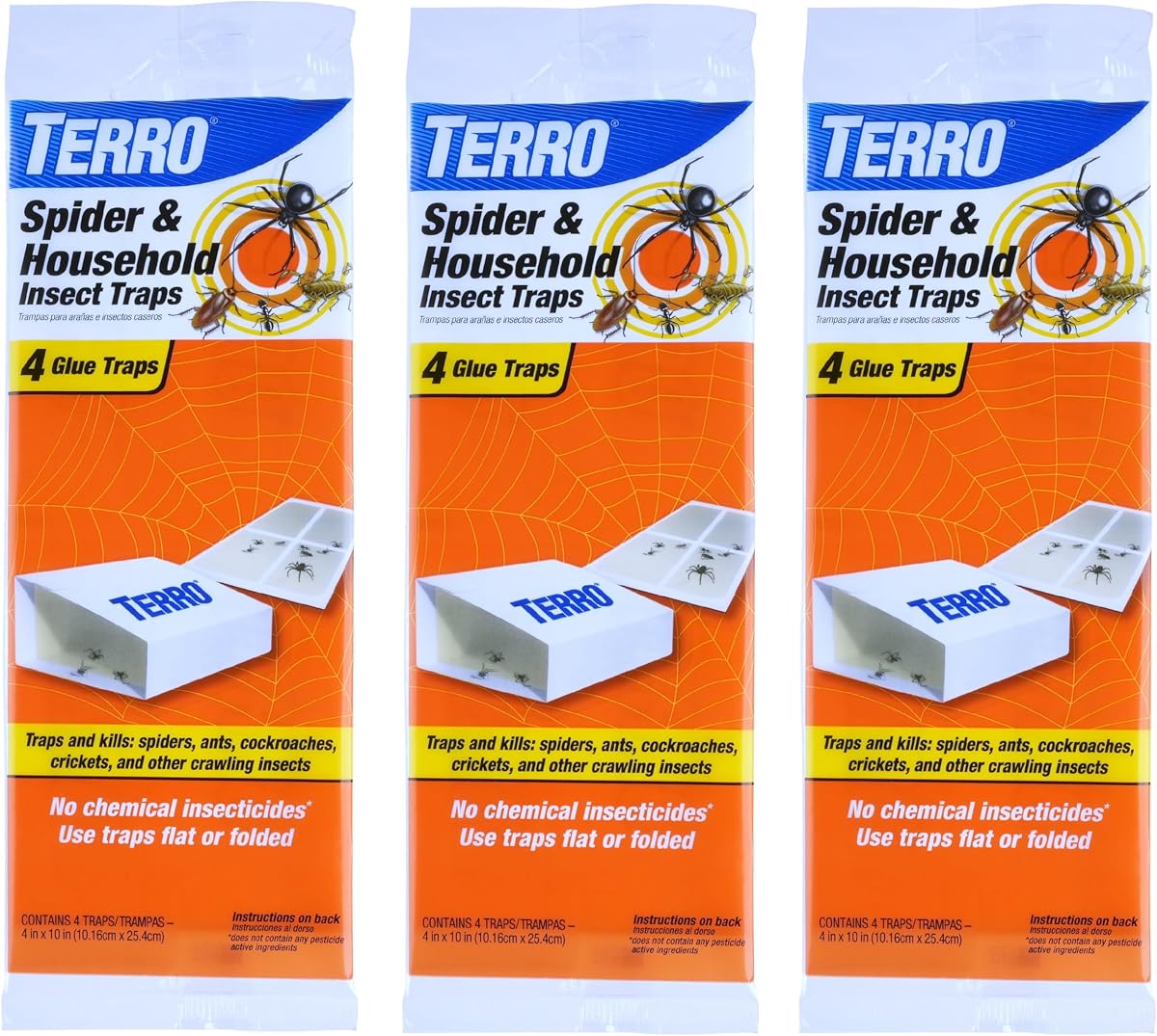 T3206SR Trampas para arañas, hormigas, cucarachas, ciempiés e insectos para interiores, no tóxicas, incluye 12 trampas para insectos en interiores para hogares