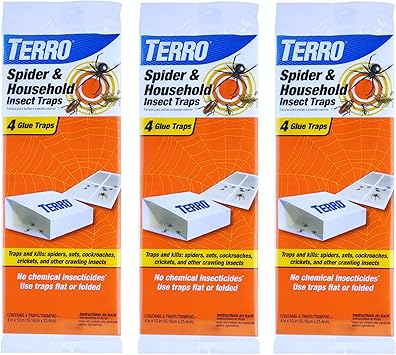 TERRO T3206SR Non-Toxic Indoor Spider, Ant, Cockroach, Centipede, Insect Traps - Includes 12 Bug Traps Indoor for Homes