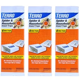 TERRO T3206SR Non-Toxic Indoor Spider, Ant, Cockroach, Centipede, & Insect Traps - Includes 12 Bug Traps Indoor for Homes